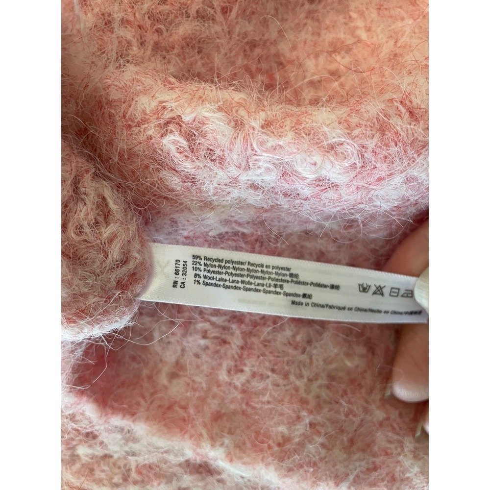Anthropologie Funnel Neck Poncho Pullover‎ One Size Pink Fuzzy Oversize Cozy - Picture 5 of 10